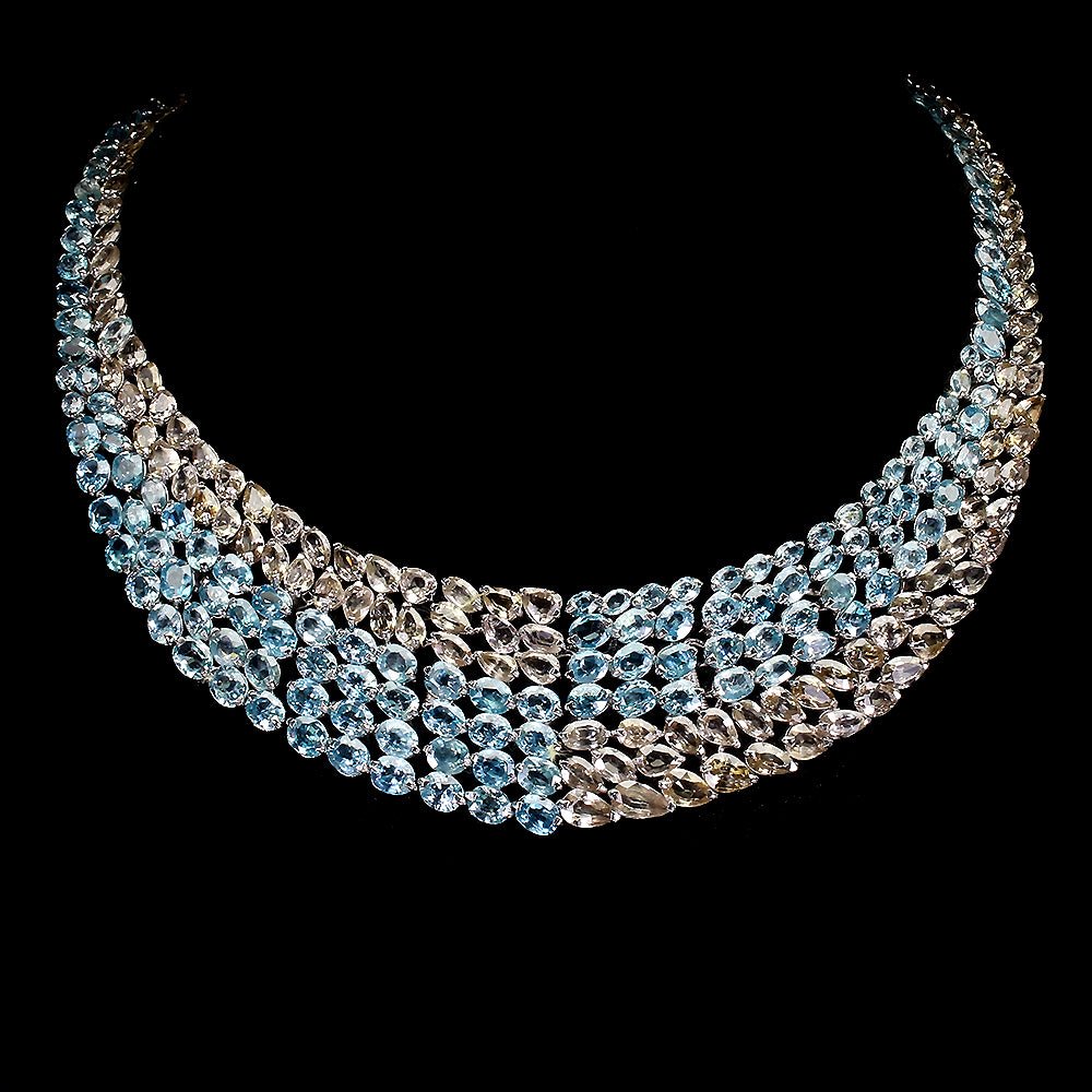 Zweifarbiges Zirkon Collier aus weißvergoldetem Silber - INARA