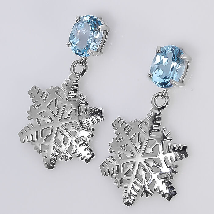 Boucles d'Oreilles Bleu Ciel Topaze Bleue