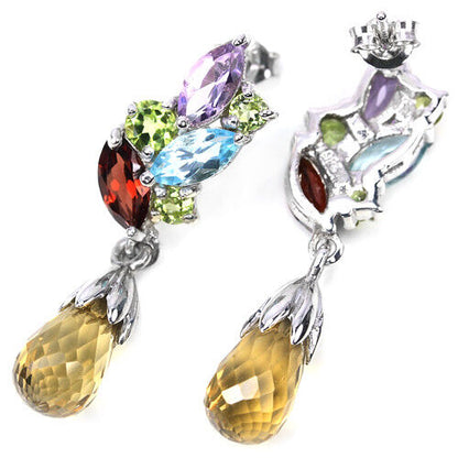 Citrin Amethyst Granat Blautopas Peridot Ohrringe