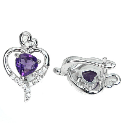 Amethyst Trilliantschliff Herz Ohrringe