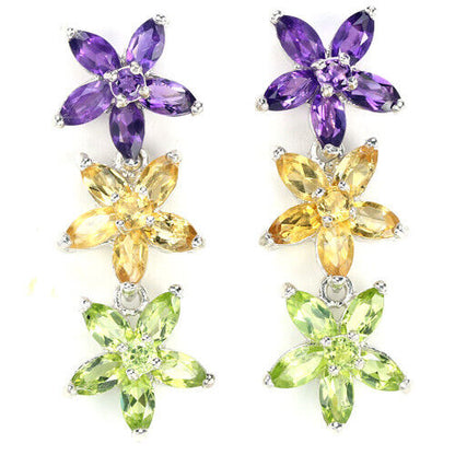 Amethyst Citrin Peridot Ohrringe Silber - INARA