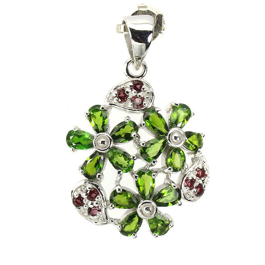 Pendentif rhodolite diopside russe