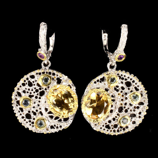 Citrine Amethyst Sapphire Earrings