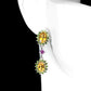 Boucles d’oreilles Citrine Diopside Russe Rhodolite