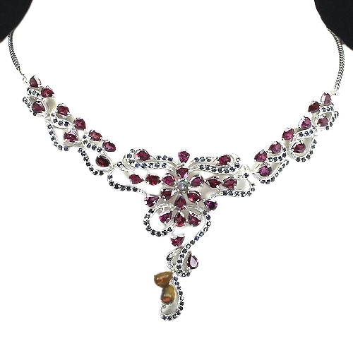 Rhodolit Opal Saphir Collier