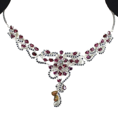 Rhodolit Opal Saphir Collier