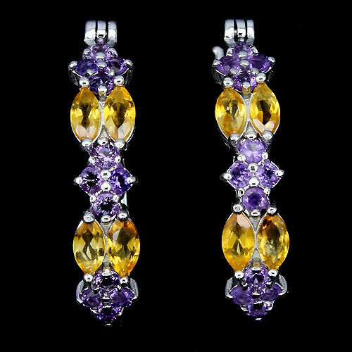 Amethyst Citrin Creolen Ohrringe Silber - INARA