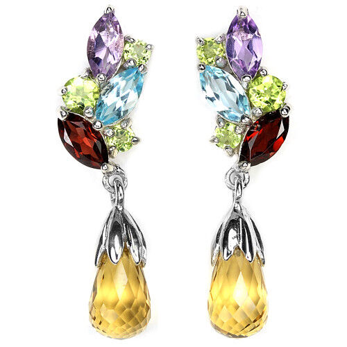Citrin Amethyst Granat Blautopas Peridot Ohrringe