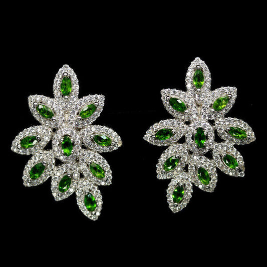 Boucles d'oreilles diopside russe