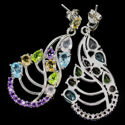 Amethyst Citrin Blautopas Peridot Rosenquarz Ohrringe Silber - INARA