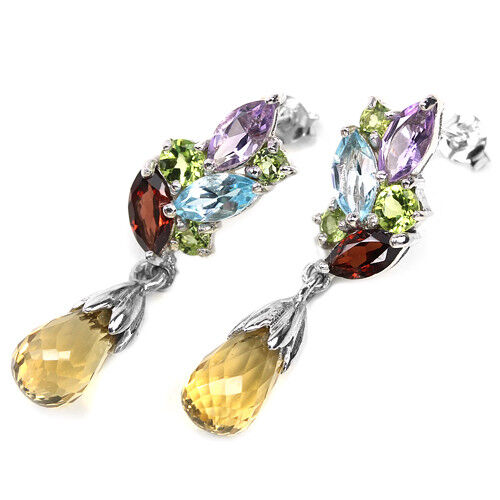 Citrin Amethyst Granat Blautopas Peridot Ohrringe