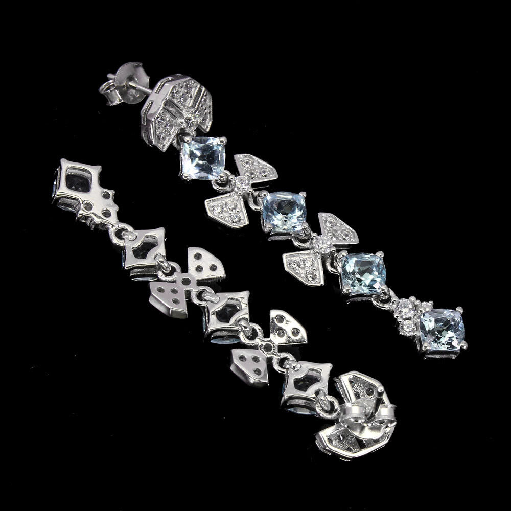 Blautopas Sky Blue Antikschliff Ohrringe