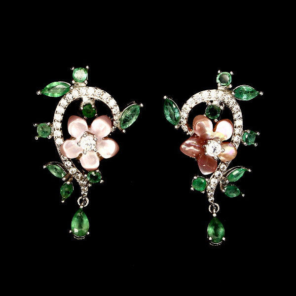 Emerald Mother Of Pearl Earrings