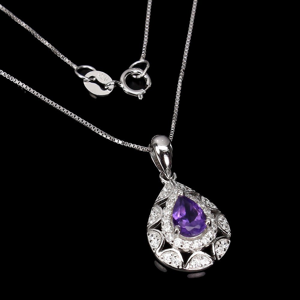 Amethyst Anhänger mit Halskette Silber - INARA