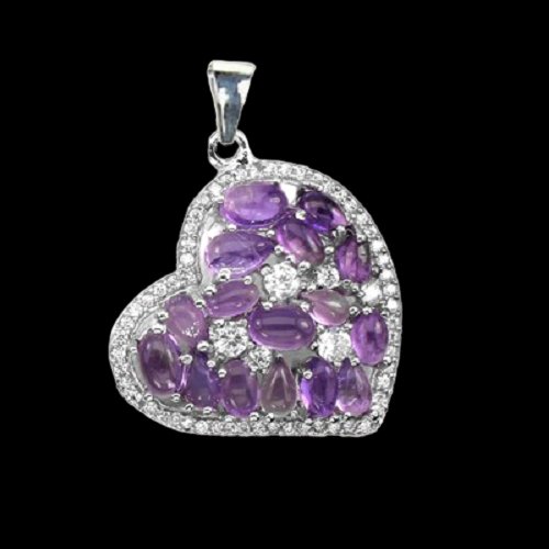 Amethyst Cabochon Herz Anhänger Silber - INARA