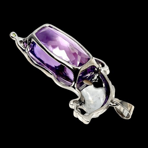 Amethyst Chromdiopsid Löwe Anhänger Silber bicolor vergoldet - INARA