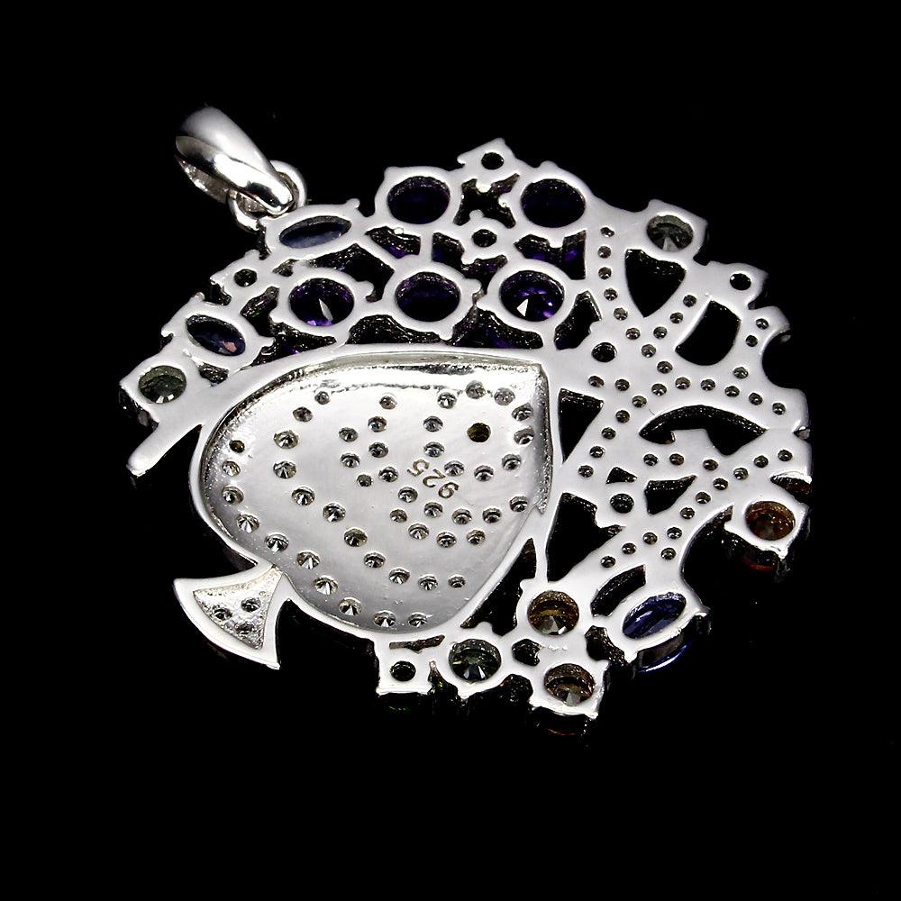 Amethyst Chromdiopsid Tansanit Saphir Anhänger Silber bicolor vergoldet - INARA