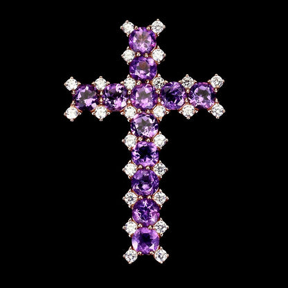 Amethyst Kreuz Anhänger Silber rosévergoldet - INARA