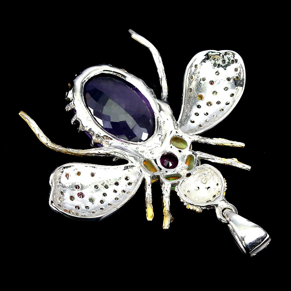 Amethyst Opal Saphir Rhodolit Biene Anhänger Silber - INARA