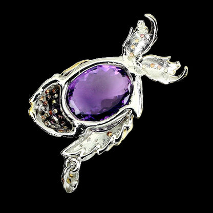 Amethyst Rhodolit Saphir Fisch Anhänger Silber bicolor vergoldet - INARA
