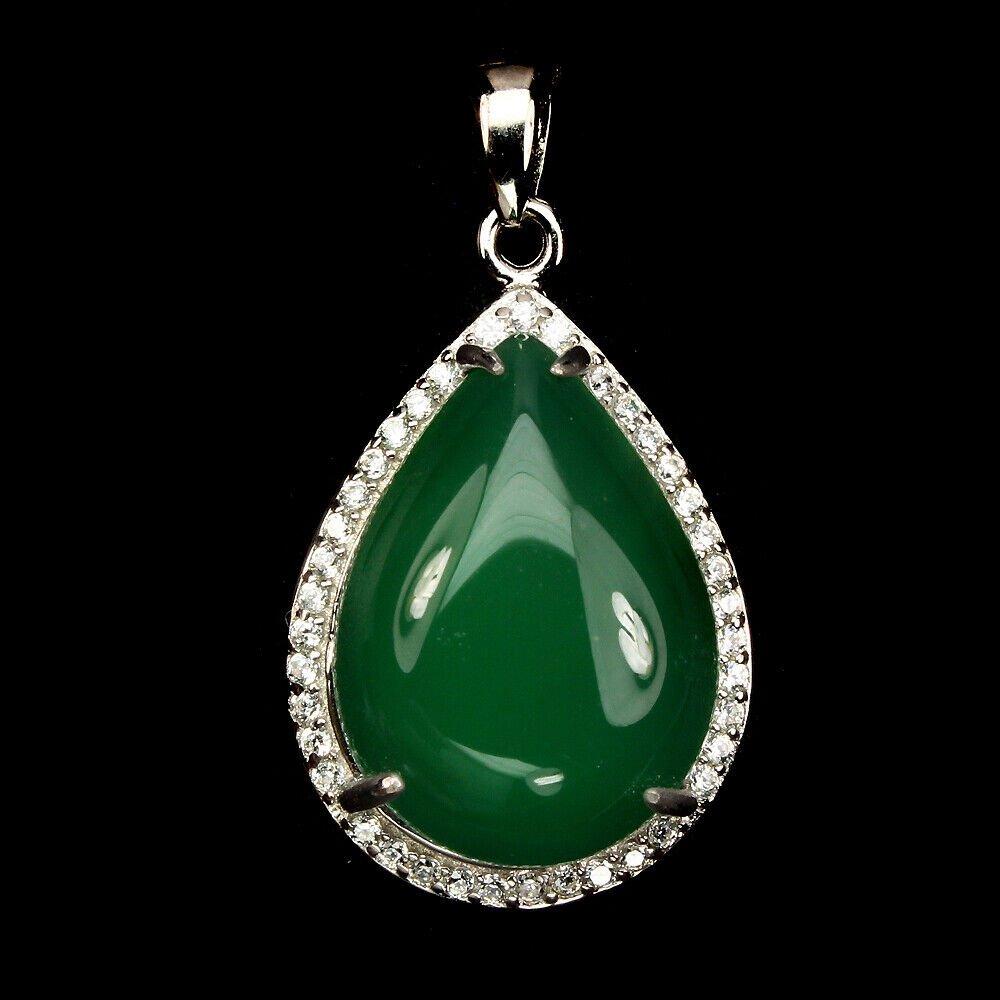 Achat Cabochon Anhänger aus weißvergoldetem Silber - INARA