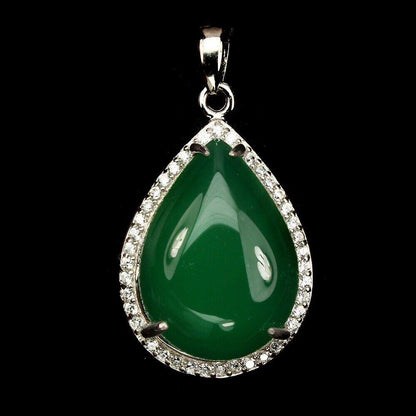 Achat Cabochon Anhänger aus weißvergoldetem Silber - INARA