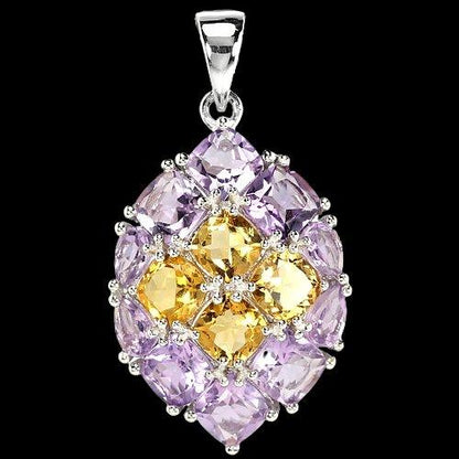 Amethyst Citrin Antikschliff Anhänger Silber - INARA