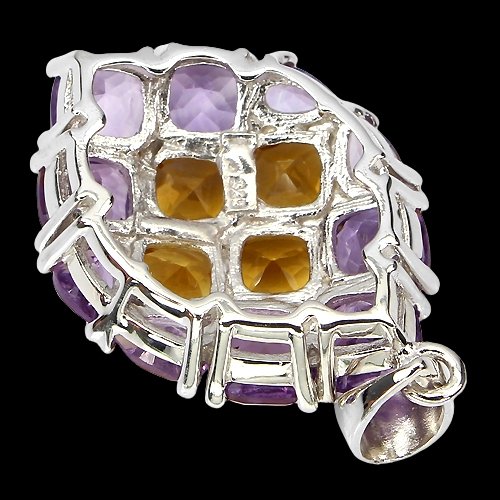 Amethyst Citrin Antikschliff Anhänger Silber - INARA