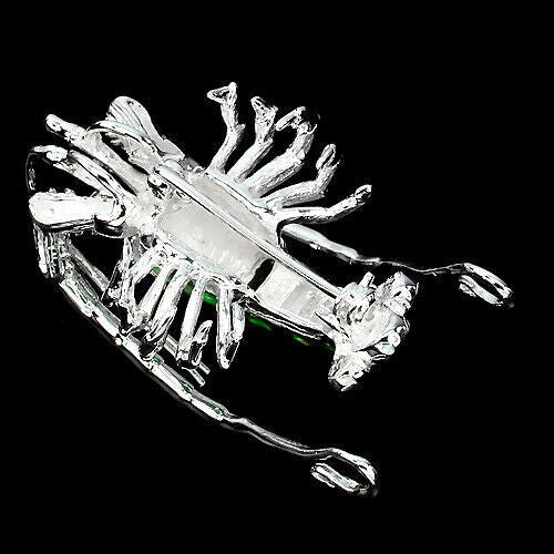 Synthetischer Opal Lobster Anhänger Brosche aus weißvergoldetem Silber - INARA