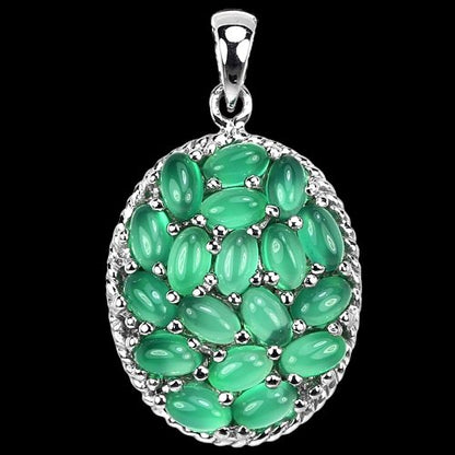 Anhänger grüner Achat Cabochon 925 Silber - INARA