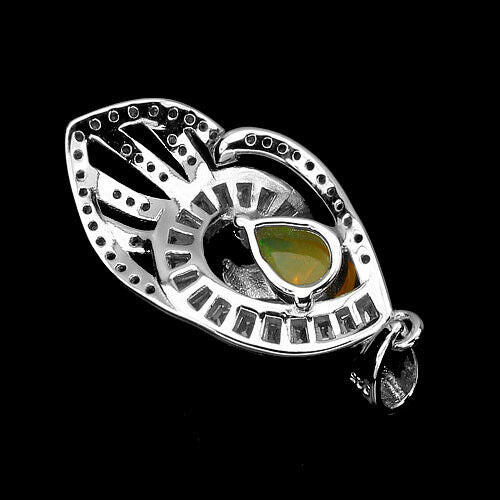 Anhänger Opal & CZ 925 Silber 585 Weißgold vergoldet Silber - INARA