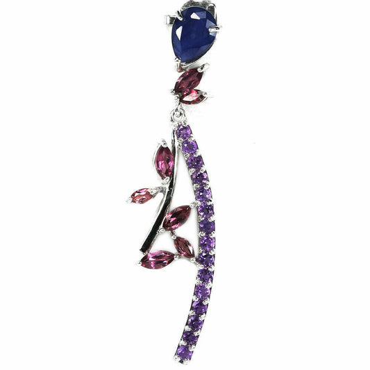 Anhänger Saphir blau Rhodolit Amethyst 925 Silber 585 Weißgold vergoldet Silber - INARA