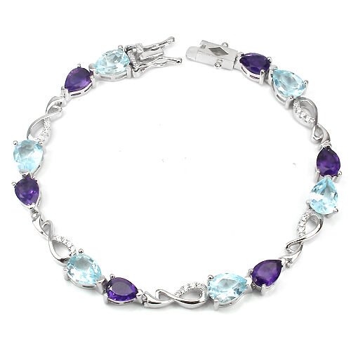 Armband Amethyst Blautopas Sky Blue Silber - INARA