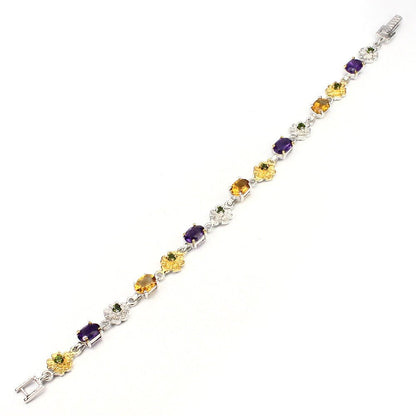 Amethyst Citrin Chromdiopsid Armband aus bicolor vergoldetem Silber - INARA