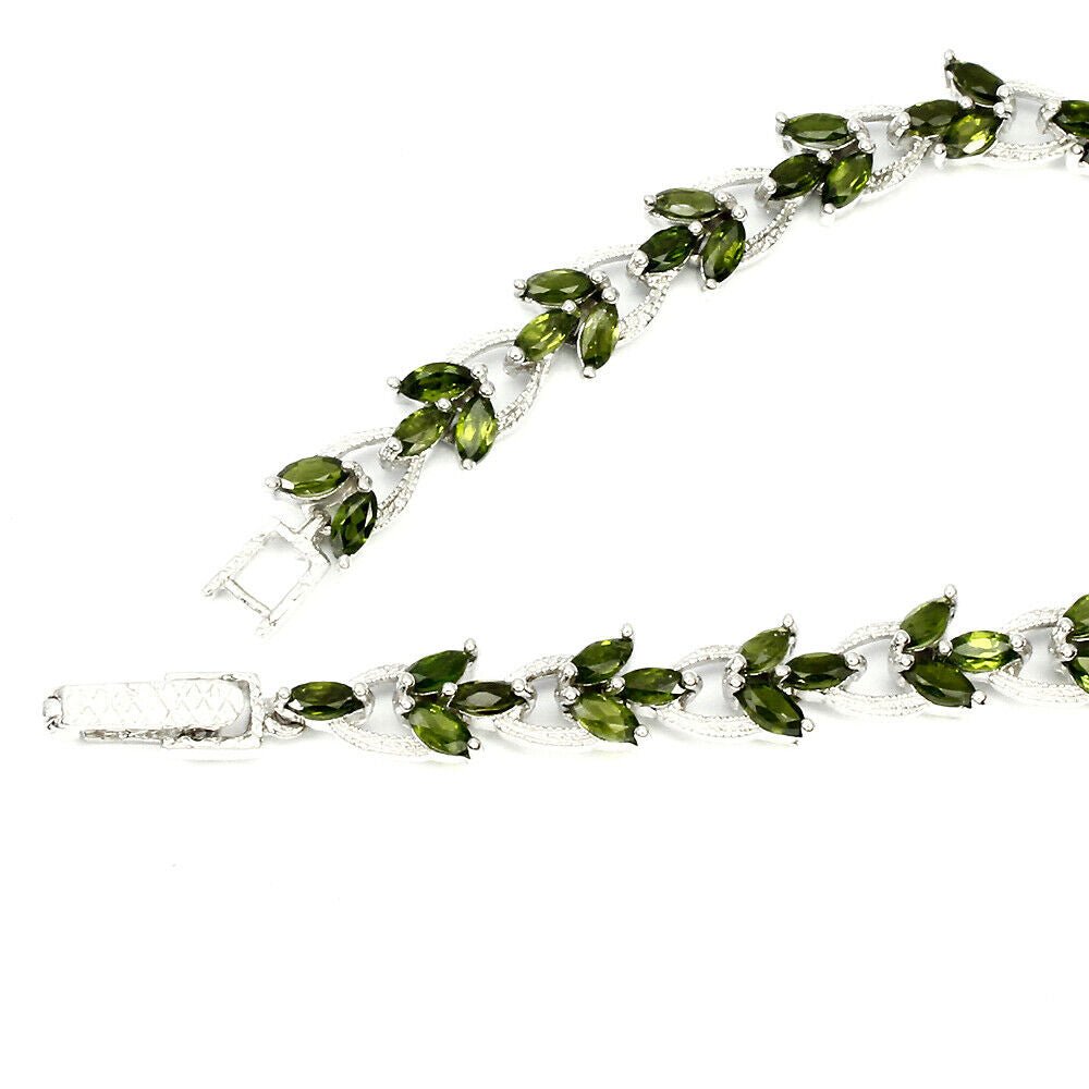 Chromdiopsid Armband aus weißvergoldetem Silber - INARA