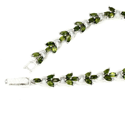 Chromdiopsid Armband aus weißvergoldetem Silber - INARA