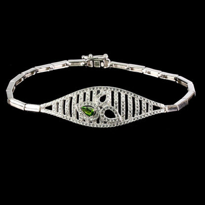 Chromdiopsid Armband aus weißvergoldetem Silber - INARA