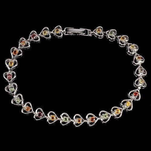 Armband Herz Saphir gelb orange rot grün 925 Silber 585 Weißgold vergoldet Silber - INARA