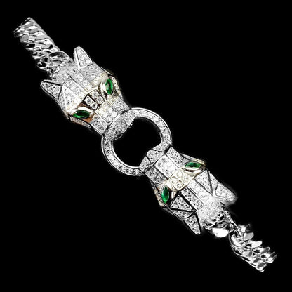 Zirkonia Raubkatze Armband aus weißvergoldetem Silber - INARA