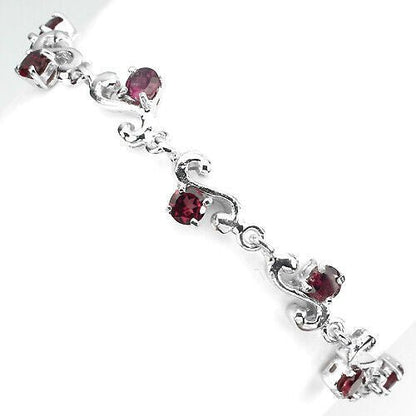 Armband Rhodolit 925 Silber 585 Weißgold vergoldet Silber - INARA