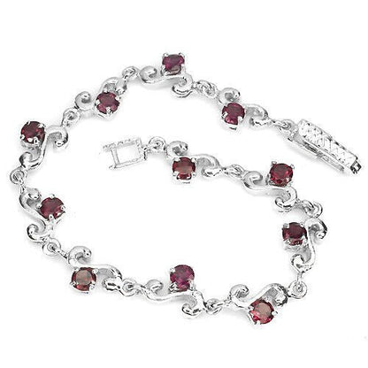 Armband Rhodolit 925 Silber 585 Weißgold vergoldet Silber - INARA