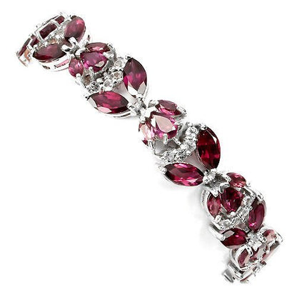 Rhodolit Weißtopas Armband aus weißvergoldetem Silber - INARA