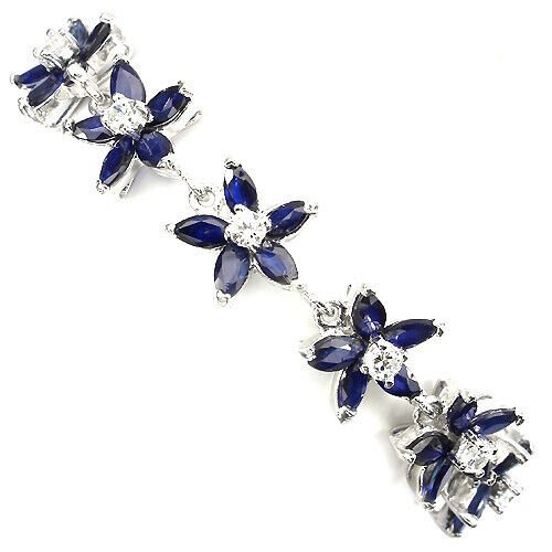 Blauer Saphir Armband aus weißvergoldetem Silber - INARA