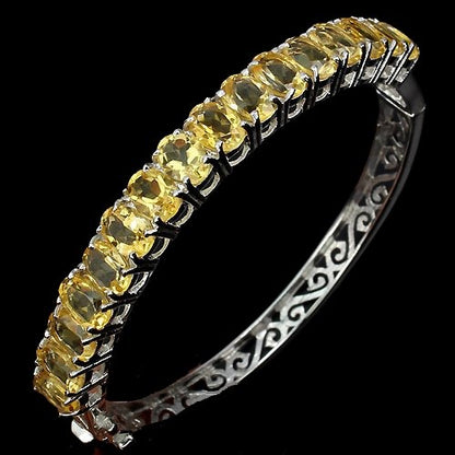 Citrin Armreif aus weißvergoldetem Silber - INARA