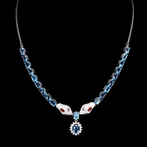 Blautopas Saphir Schlange Collier Silber - INARA