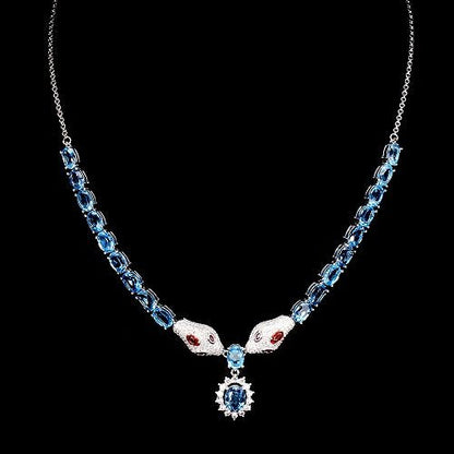 Blautopas Saphir Schlange Collier Silber - INARA