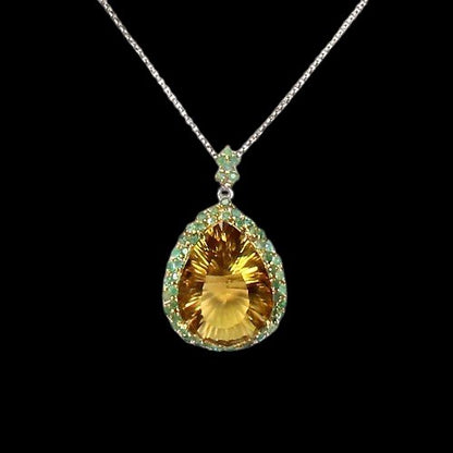 Citrin Smaragd Anhänger Silber - INARA