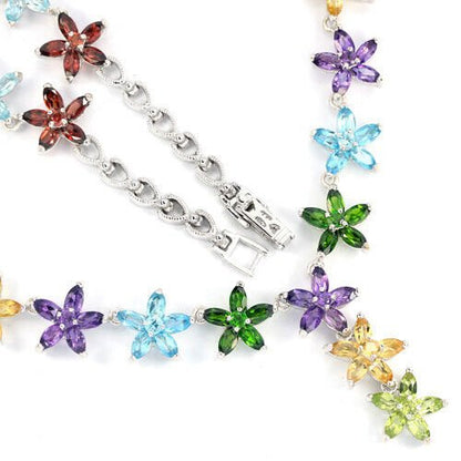 Collier Amethyst Peridot Granat Chromdiopsid Citrin Peridot Silber - INARA