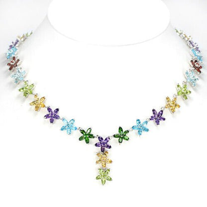 Collier Amethyst Peridot Granat Chromdiopsid Citrin Peridot Silber - INARA