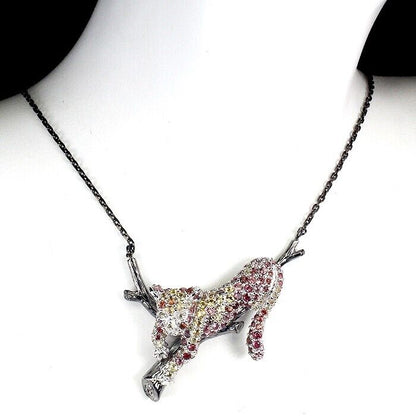 Saphir Raubkatze Collier Sterling Silber - INARA